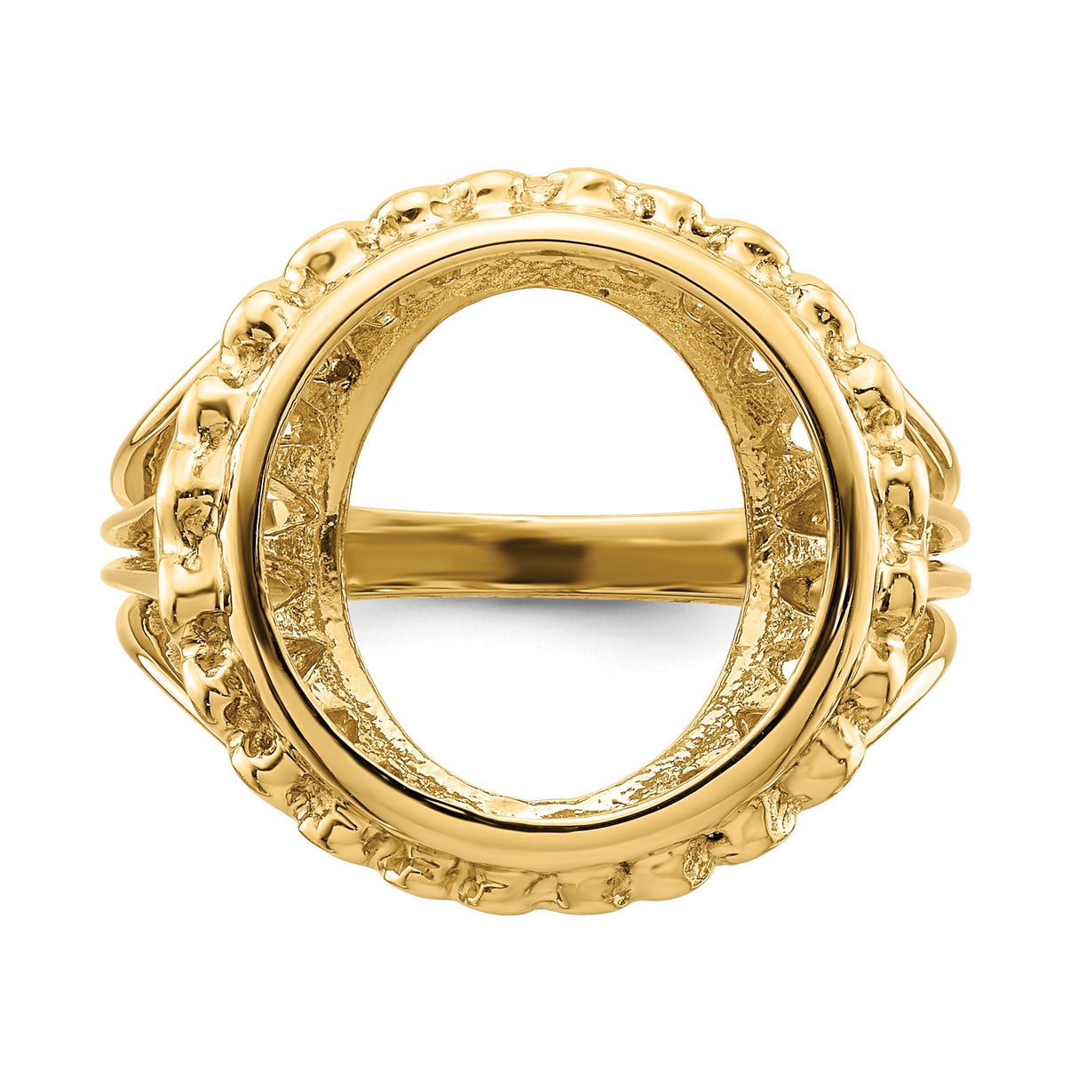 14 mm 14k Yellow Gold coin bezel ring for US 3¢ Trime Three Cent Silver — additional image