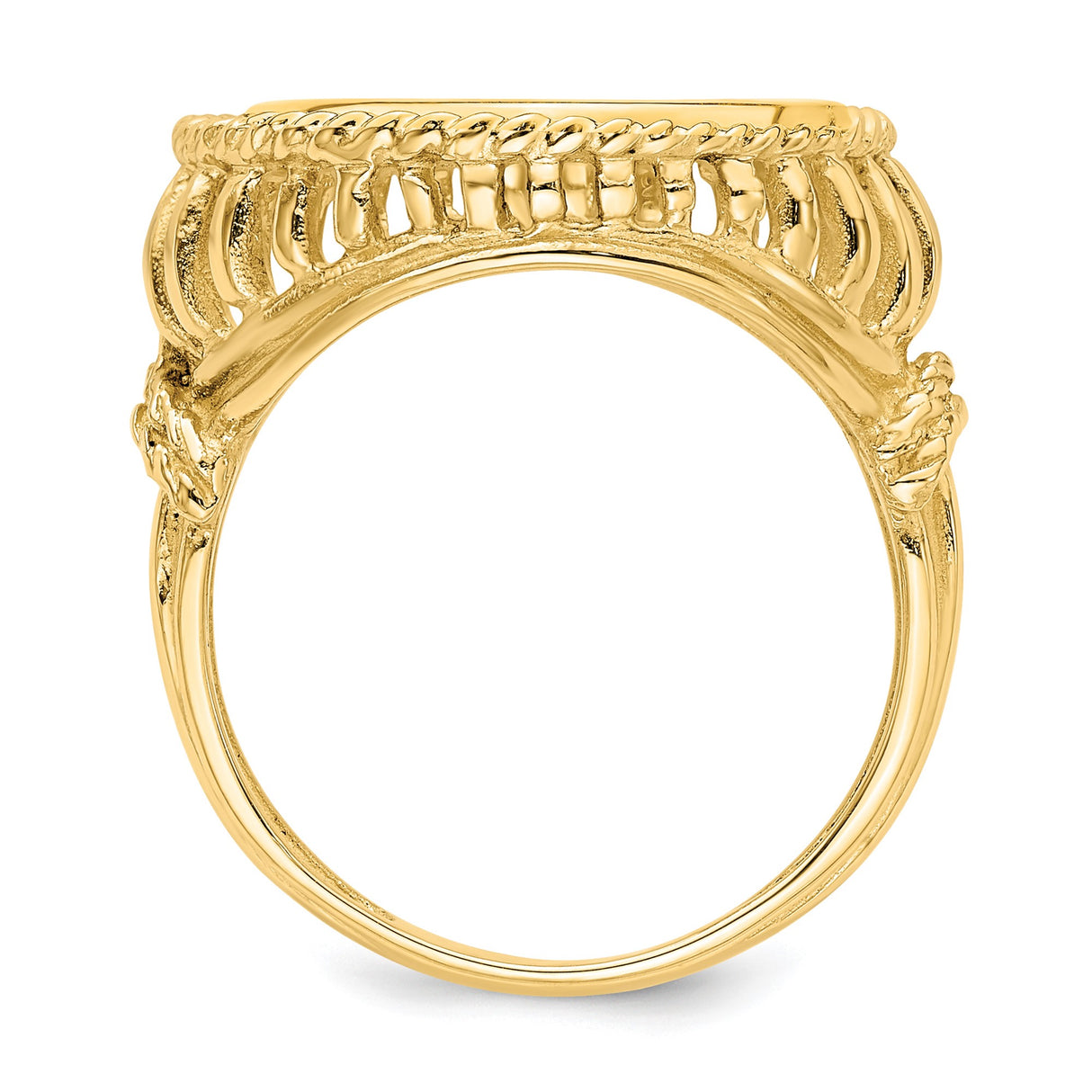 14 mm 14k Yellow Gold coin bezel ring for US 3¢ Trime Three Cent Silver — alternate view