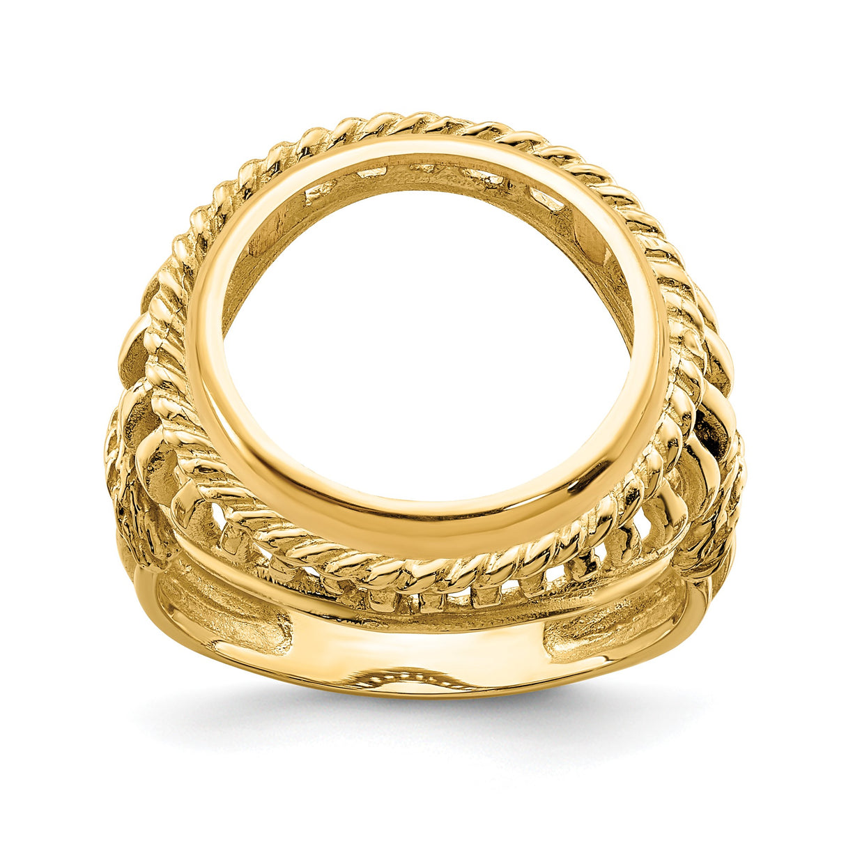 14 mm 14k Yellow Gold coin bezel ring for US 3¢ Trime Three Cent Silver — additional image