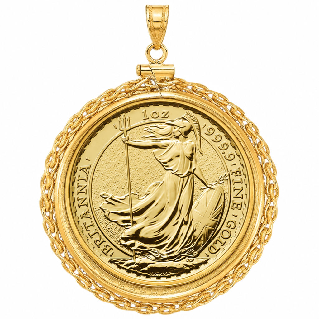 UK Gold Britannia coin mounted in bezel pendant