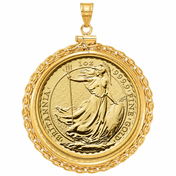 UK Gold Britannia coin mounted in bezel pendant