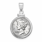 Mercury Dime shown in a 14k white gold bezel