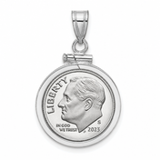 Roosevelt Dime shown in a 14k white gold bezel