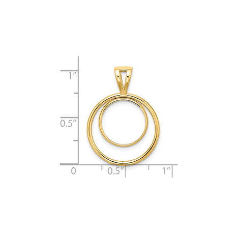 13 mm 14k Yellow Gold coin bezel for 13 mm Coin — size reference (ruler)