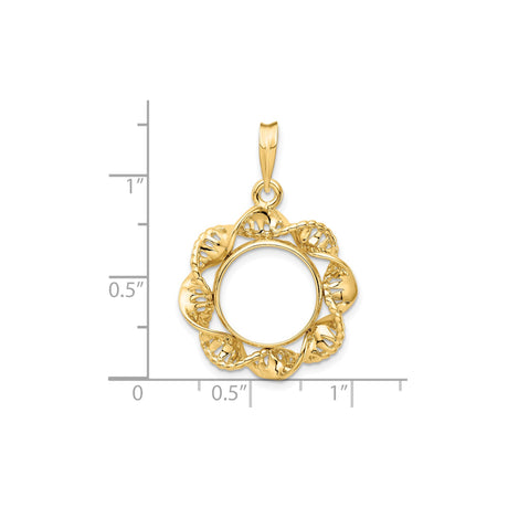 13 mm 14k Yellow Gold coin bezel for 13 mm Coin — size reference (ruler)