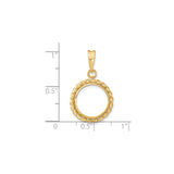 13 mm 14k Yellow Gold coin bezel for 13 mm Coin — size reference (ruler)