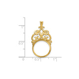14 mm 14k Yellow Gold coin bezel for 14 mm Coin — size reference (ruler)