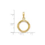 14 mm 14k Yellow Gold coin bezel for 14 mm Coin — size reference (ruler)