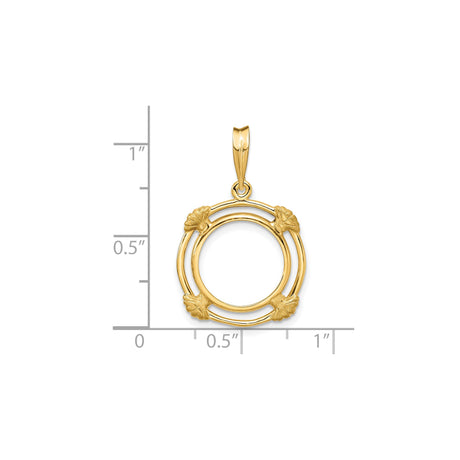 14 mm 14k Yellow Gold coin bezel for 14 mm Coin — size reference (ruler)