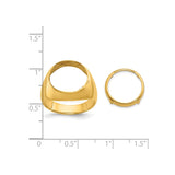 14 mm 14k Yellow Gold coin bezel for 14 mm Coin — size reference (ruler)