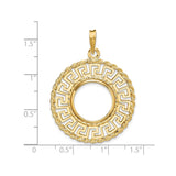 15 mm 14k Yellow Gold coin bezel for 15 mm Coin — size reference (ruler)
