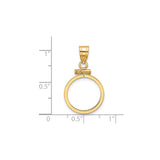 15 mm 14k Yellow Gold coin bezel for 15 mm Coin — size reference (ruler)