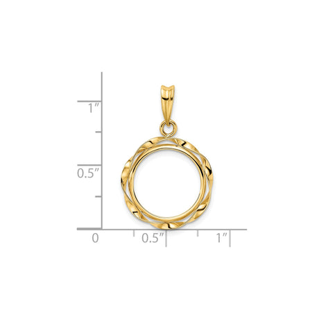 15 mm 14k Yellow Gold coin bezel for 15 mm Coin — size reference (ruler)