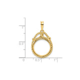 15 mm 14k Yellow Gold coin bezel for 15 mm Coin — size reference (ruler)