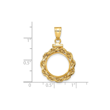 15 mm 14k Yellow Gold coin bezel for 15 mm Coin — size reference (ruler)