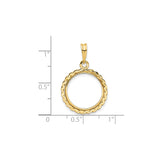 16 mm 14k Yellow Gold coin bezel for 15.5 mm Coin — size reference (ruler)