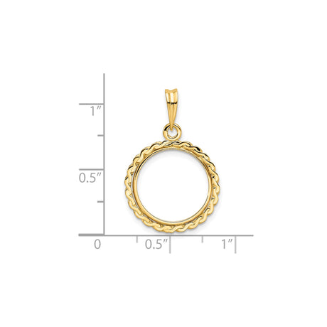 16 mm 14k Yellow Gold coin bezel for 15.5 mm Coin — size reference (ruler)