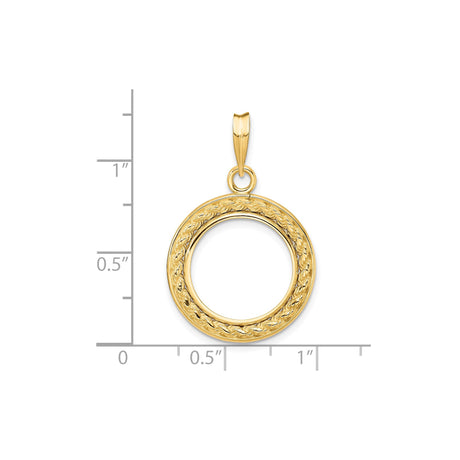 16 mm 14k Yellow Gold coin bezel for 15.5 mm Coin — size reference (ruler)