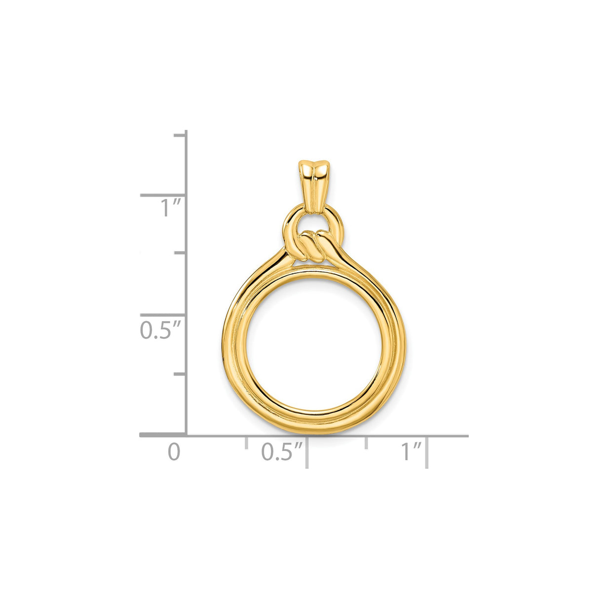 16 mm 14k Yellow Gold coin bezel for 16 mm Coin — size reference (ruler)