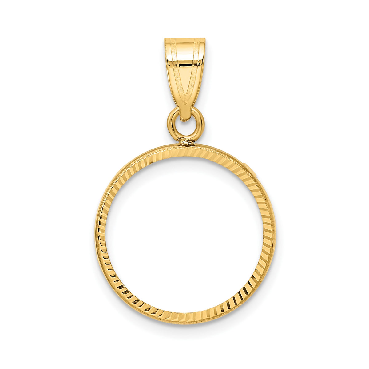 16 mm Coin Bezel Pendant Prong Set Plain Diamond-Cut in 14k – Gold Coin ...