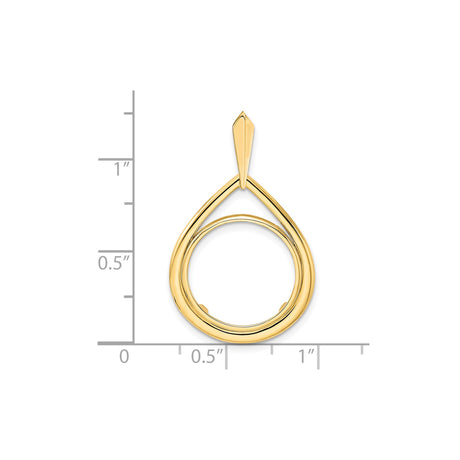 16 mm 14k Yellow Gold coin bezel for 16 mm Coin — size reference (ruler)