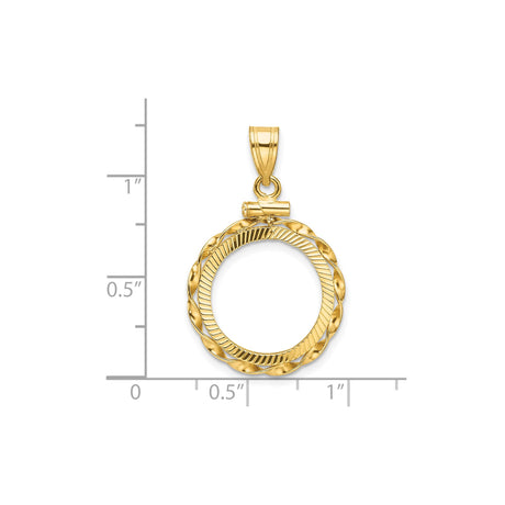 16 mm 14k Yellow Gold coin bezel for 16 mm Coin — size reference (ruler)