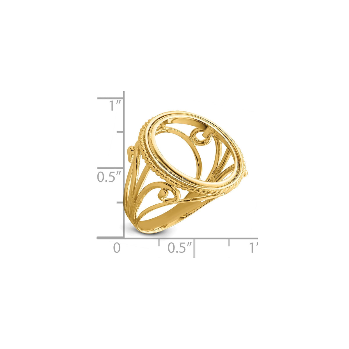 Wire Bezel Rings 16 mm Coin Bezel Ring Prong Set Filigree with Twisted Wire Edge – Gold ...
