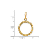 17 mm 14k Yellow Gold coin bezel for 16.5 mm Coin — size reference (ruler)