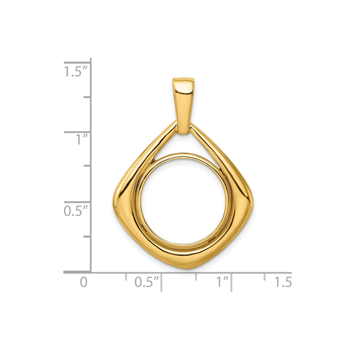 17 mm 14k Yellow Gold coin bezel for 16.5 mm Coin — size reference (ruler)
