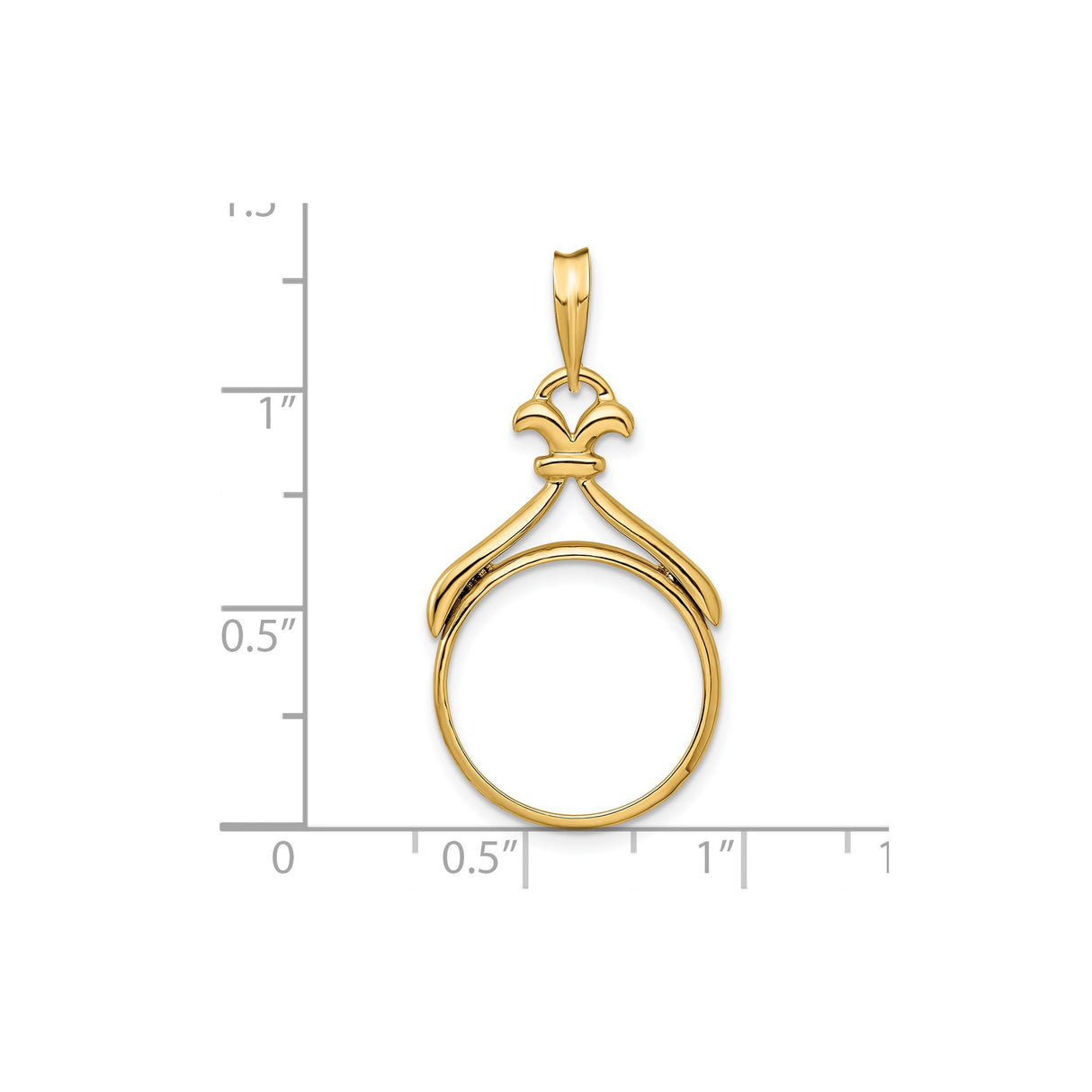 17 mm 14k Yellow Gold coin bezel for 16.5 mm Coin — size reference (ruler)