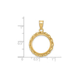 17 mm 14k Yellow Gold coin bezel for 16.5 mm Coin — size reference (ruler)