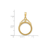 17 mm 14k Yellow Gold coin bezel for 16.5 mm Coin — size reference (ruler)