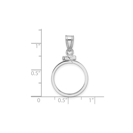 17 mm 14k White Gold coin bezel for 16.5 mm Coin — size reference (ruler)