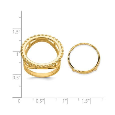 17 mm 14k Yellow Gold coin bezel for 16.5 mm Coin — size reference (ruler)