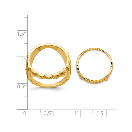 17 mm 14k Yellow Gold coin bezel for 16.5 mm Coin — size reference (ruler)