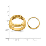 17 mm 14k Yellow Gold coin bezel for 16.5 mm Coin — size reference (ruler)