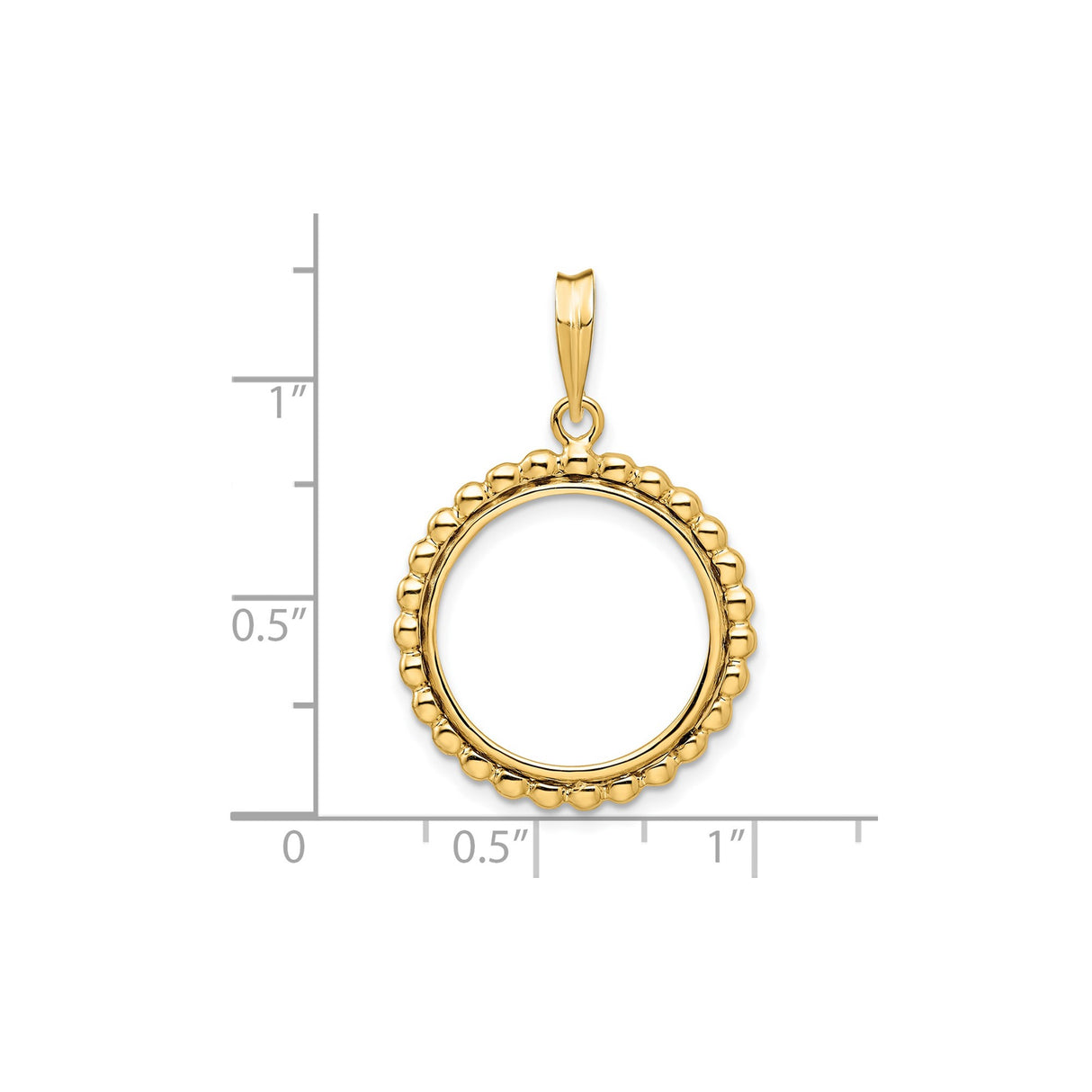 18 mm 14k Yellow Gold coin bezel for 17.8 mm Coin — size reference (ruler)