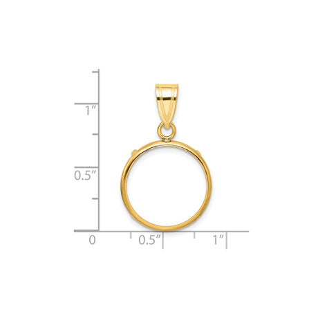 18 mm 14k Yellow Gold coin bezel for 17.8 mm Coin — size reference (ruler)