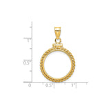 18 mm 14k Yellow Gold coin bezel for 17.8 mm Coin — size reference (ruler)