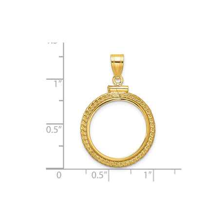18 mm 14k Yellow Gold coin bezel for 18 mm Coin — size reference (ruler)