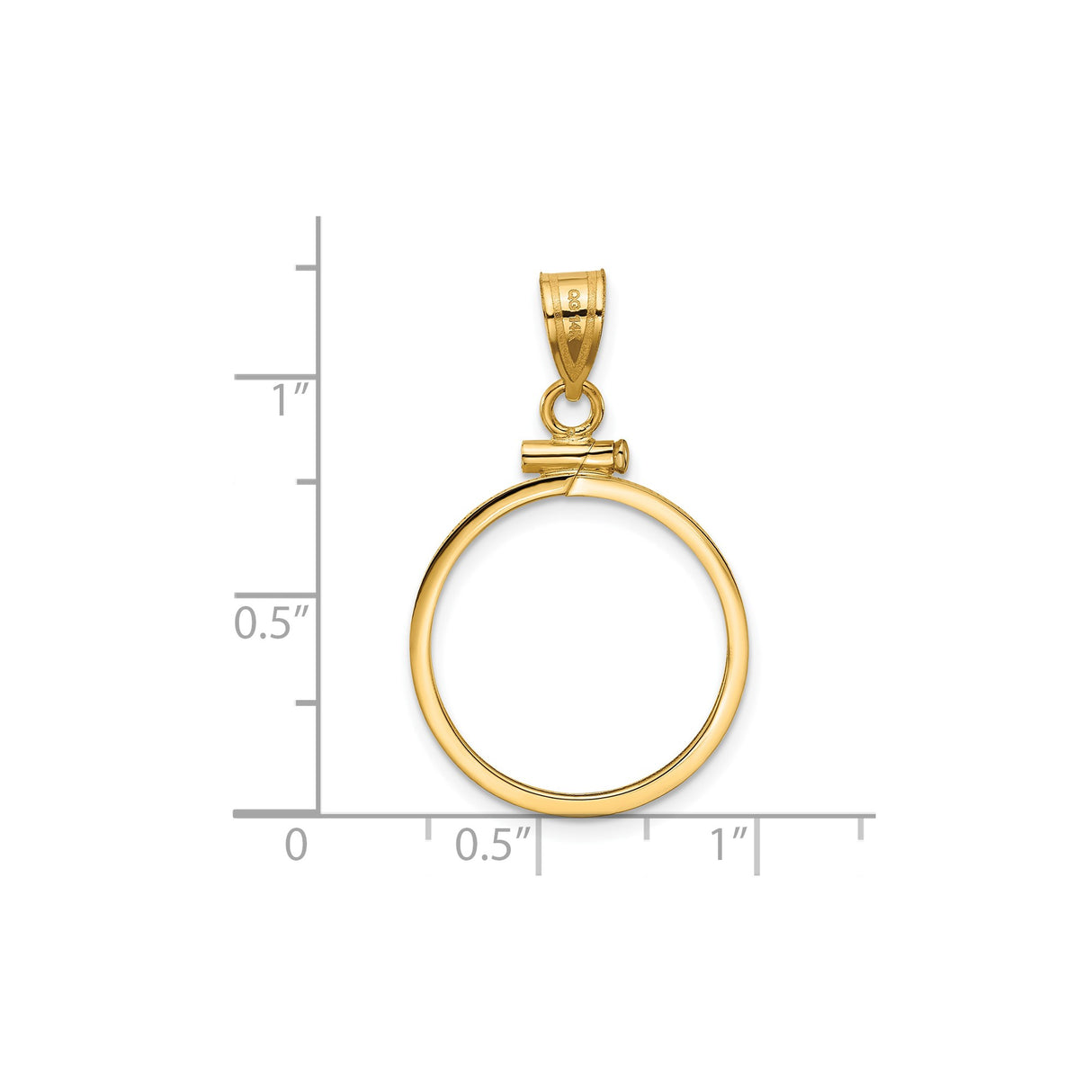 19 mm 14k White Gold coin bezel for 19 mm Coin — size reference (ruler)
