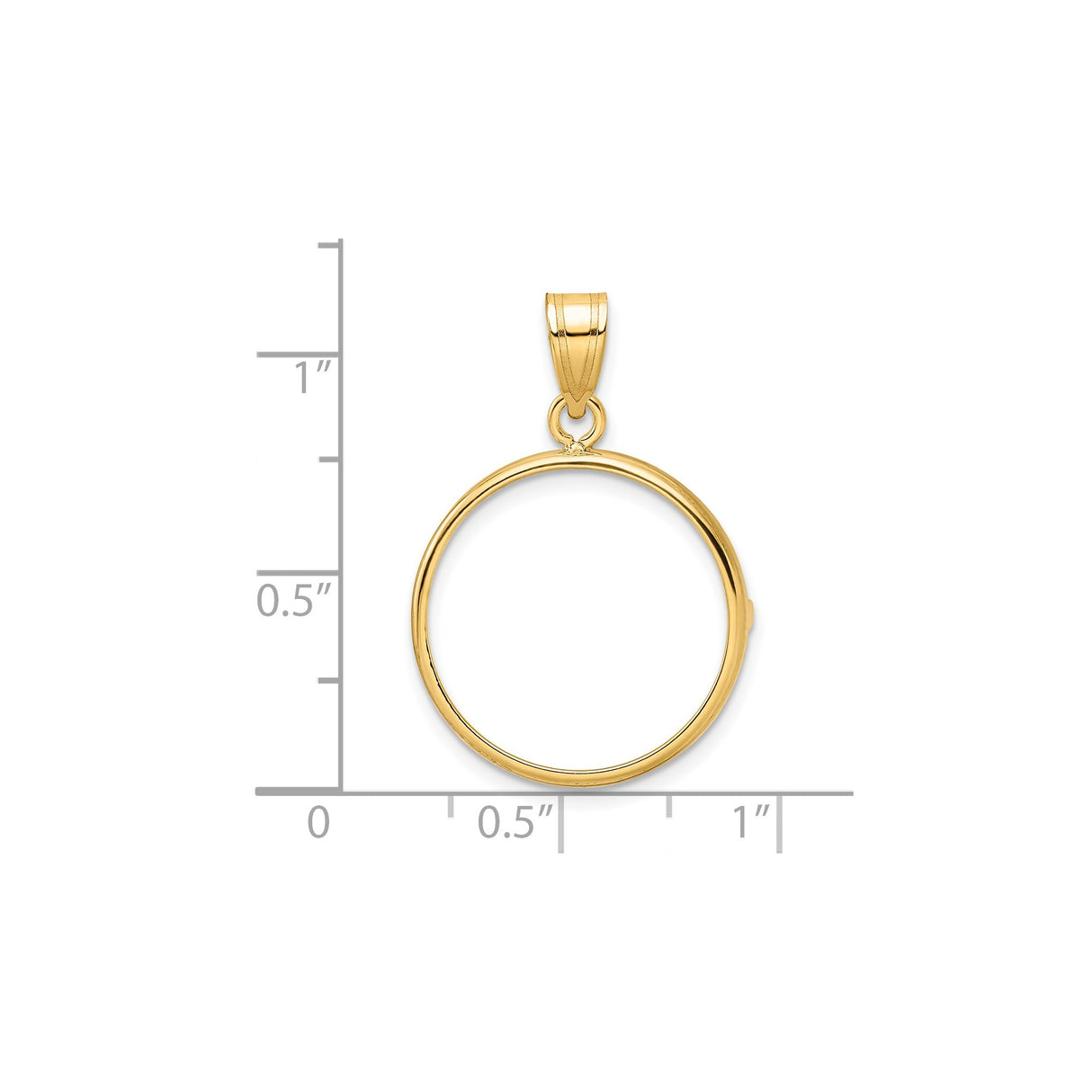20 mm 14k Yellow Gold coin bezel for 19.5 mm Coin — size reference (ruler)