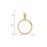 20 mm 14k Yellow Gold coin bezel for 19.5 mm Coin — size reference (ruler)