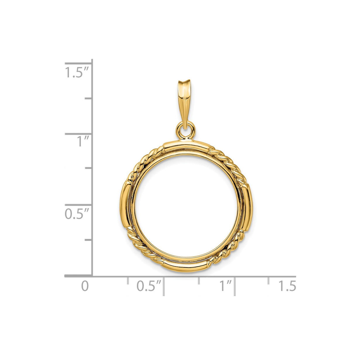 20 mm 14k Yellow Gold coin bezel for 20 mm Coin — size reference (ruler)