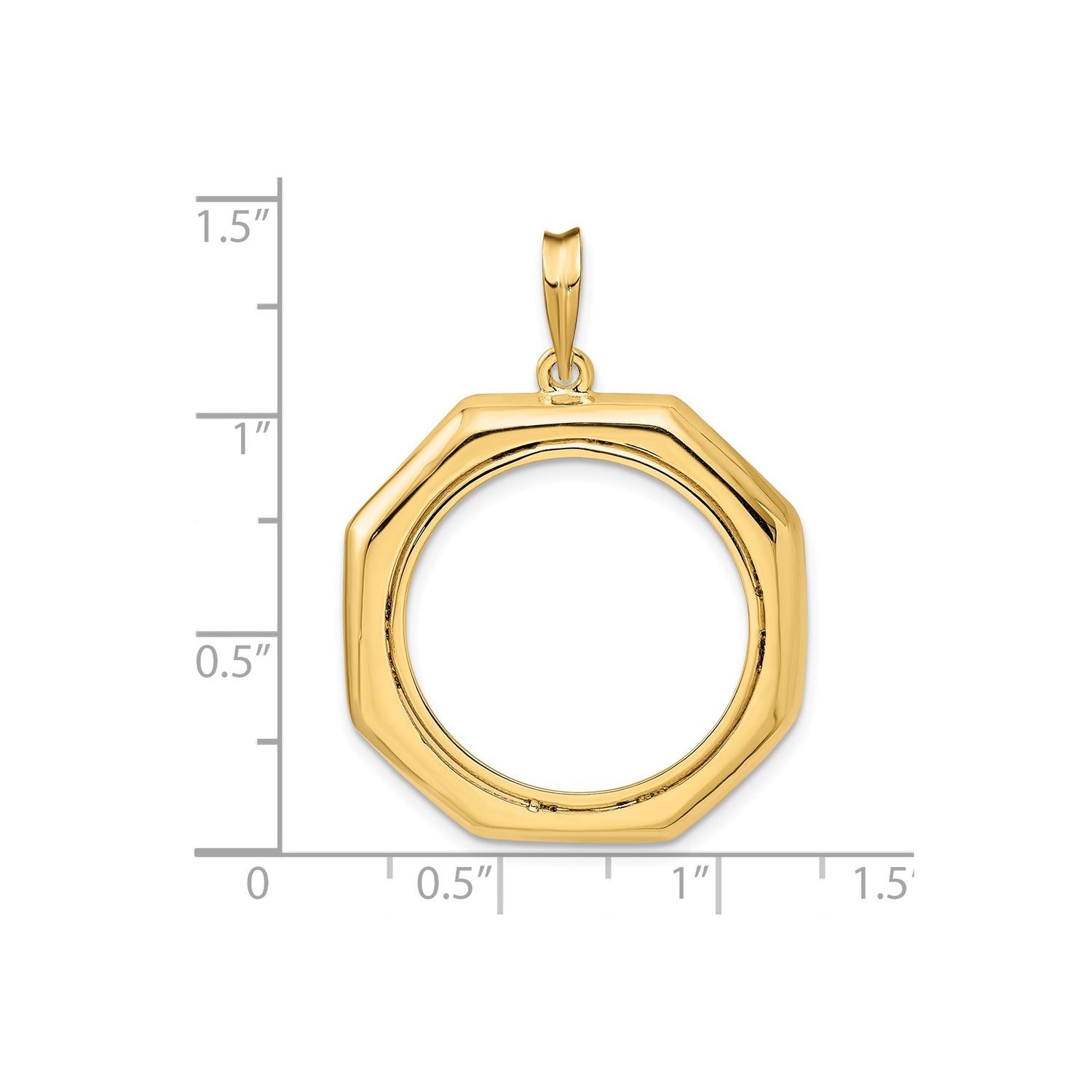 22 mm 14k Yellow Gold coin bezel for 21.6 mm Coin — size reference (ruler)