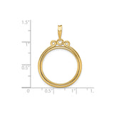 22 mm 14k Yellow Gold coin bezel for 21.6 mm Coin — size reference (ruler)