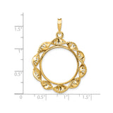22 mm 14k Yellow Gold coin bezel for 21.6 mm Coin — size reference (ruler)