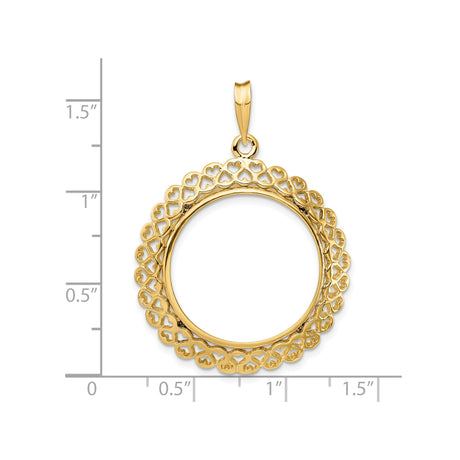 22 mm 14k Yellow Gold coin bezel for 21.6 mm Coin — size reference (ruler)