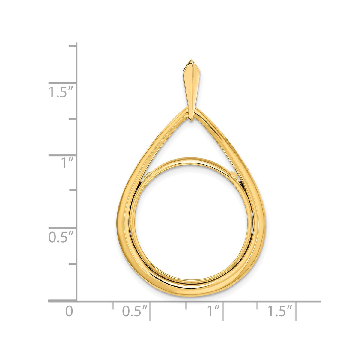 22 mm 14k Yellow Gold coin bezel for 21.6 mm Coin — size reference (ruler)
