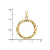 22 mm 14k Yellow Gold coin bezel for 21.6 mm Coin — size reference (ruler)